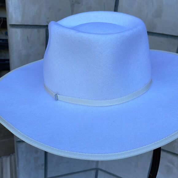 Free People Lucia Wide Brim Felt Hat White NWT - Picture 2 of 10